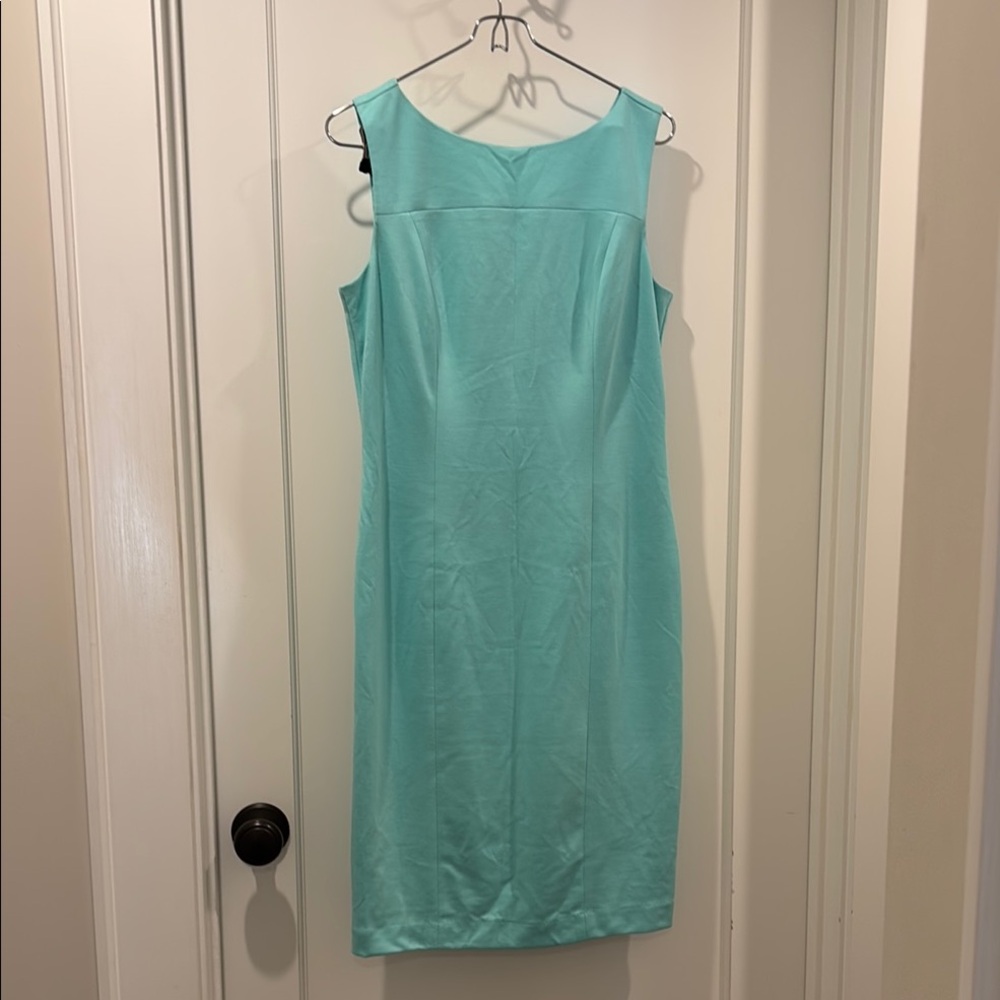 Banana Republic Aqua Sheath Dress Sleeveless Scoop Neck Midi